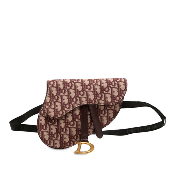 CHRISTIAN DIOR Handbags - Christian Dior Dior Oblique Trotter Saddle Body Bag Waist Belt Wine Red Beige...